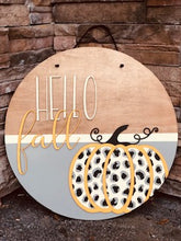 Load image into Gallery viewer, Hello Fall with leopard print pumpkin
